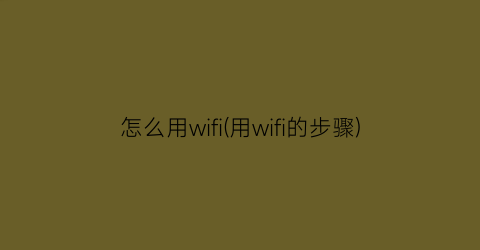 “怎么用wifi(用wifi的步骤)