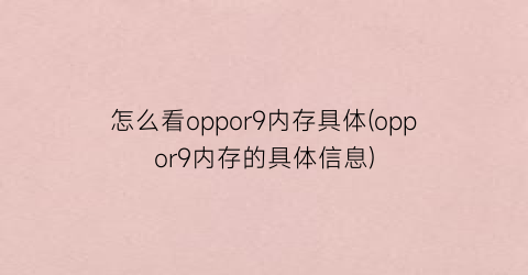 “怎么看oppor9内存具体(oppor9内存的具体信息)
