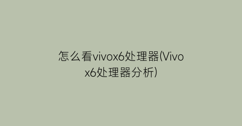 怎么看vivox6处理器(Vivox6处理器分析)