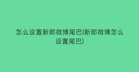 “怎么设置新郎微博尾巴(新郎微博怎么设置尾巴)