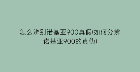 怎么辨别诺基亚900真假(如何分辨诺基亚900的真伪)