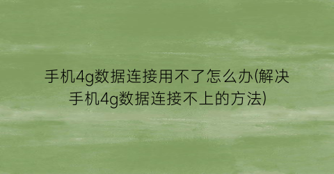 “手机4g数据连接用不了怎么办(解决手机4g数据连接不上的方法)