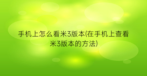 “手机上怎么看米3版本(在手机上查看米3版本的方法)