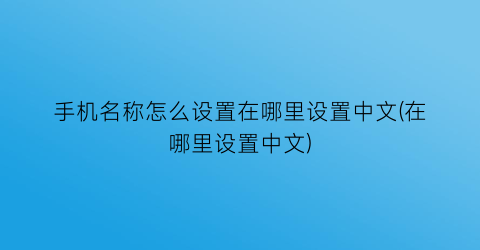 “手机名称怎么设置在哪里设置中文(在哪里设置中文)