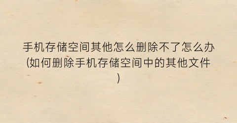 手机存储空间其他怎么删除不了怎么办(如何删除手机存储空间中的其他文件)