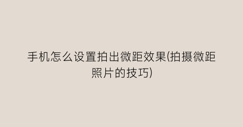 “手机怎么设置拍出微距效果(拍摄微距照片的技巧)