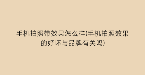 手机拍照带效果怎么样(手机拍照效果的好坏与品牌有关吗)