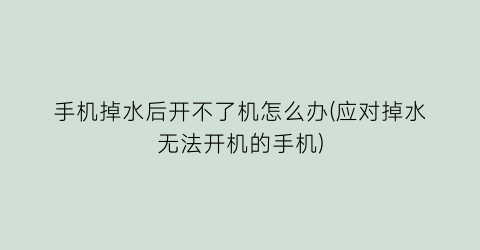 手机掉水后开不了机怎么办(应对掉水无法开机的手机)