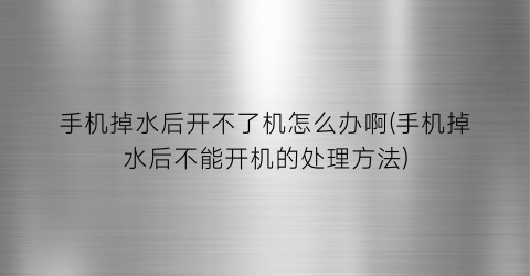 “手机掉水后开不了机怎么办啊(手机掉水后不能开机的处理方法)