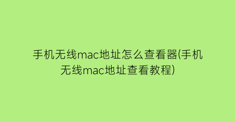 手机无线mac地址怎么查看器(手机无线mac地址查看教程)