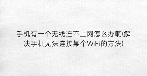 手机有一个无线连不上网怎么办啊(解决手机无法连接某个WiFi的方法)