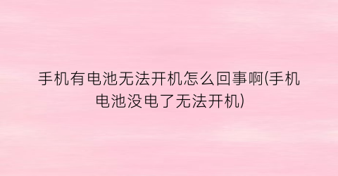 手机有电池无法开机怎么回事啊(手机电池没电了无法开机)