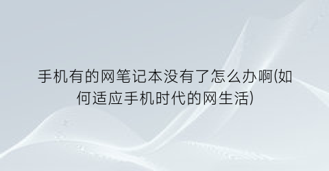 手机有的网笔记本没有了怎么办啊(如何适应手机时代的网生活)