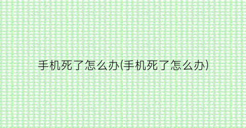 “手机死了怎么办(手机死了怎么办)