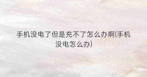 “手机没电了但是充不了怎么办啊(手机没电怎么办)