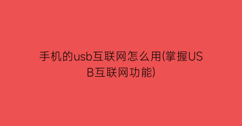 手机的usb互联网怎么用(掌握USB互联网功能)