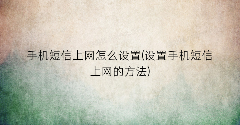 手机短信上网怎么设置(设置手机短信上网的方法)