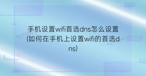 手机设置wifi首选dns怎么设置(如何在手机上设置wifi的首选dns)