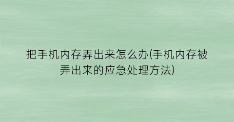 把手机内存弄出来怎么办(手机内存被弄出来的应急处理方法)