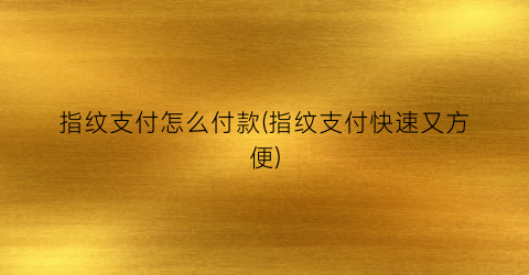 指纹支付怎么付款(指纹支付快速又方便)