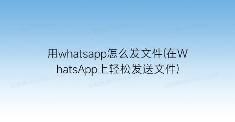 “用whatsapp怎么发文件(在WhatsApp上轻松发送文件)