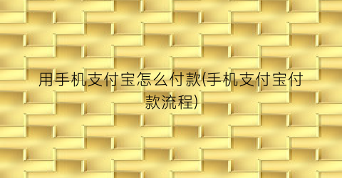 “用手机支付宝怎么付款(手机支付宝付款流程)