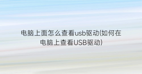 电脑上面怎么查看usb驱动(如何在电脑上查看USB驱动)