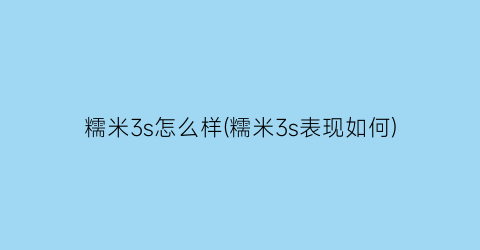 糯米3s怎么样(糯米3s表现如何)