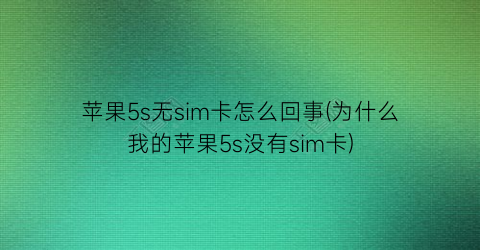 苹果5s无sim卡怎么回事(为什么我的苹果5s没有sim卡)