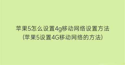 “苹果5怎么设置4g移动网络设置方法(苹果5设置4G移动网络的方法)