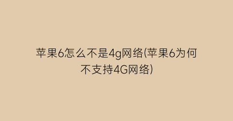 “苹果6怎么不是4g网络(苹果6为何不支持4G网络)