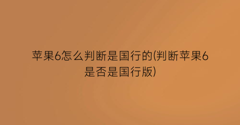 苹果6怎么判断是国行的(判断苹果6是否是国行版)