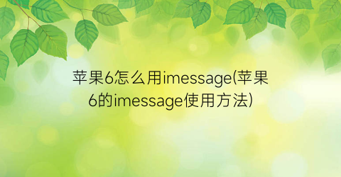 苹果6怎么用imessage(苹果6的imessage使用方法)