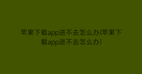 “苹果下载app进不去怎么办(苹果下载app进不去怎么办)