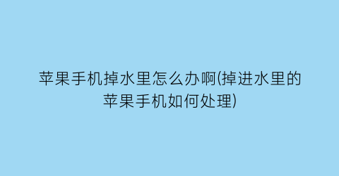 苹果手机掉水里怎么办啊(掉进水里的苹果手机如何处理)