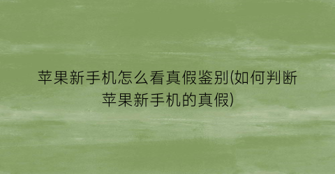 苹果新手机怎么看真假鉴别(如何判断苹果新手机的真假)