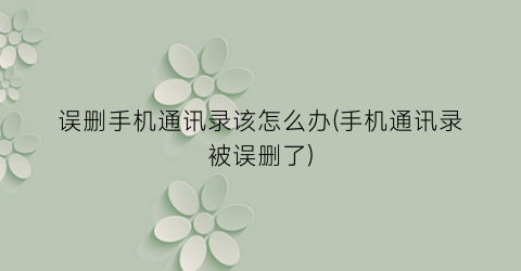 “误删手机通讯录该怎么办(手机通讯录被误删了)