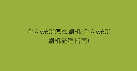 金立w601怎么刷机(金立w601刷机流程指南)