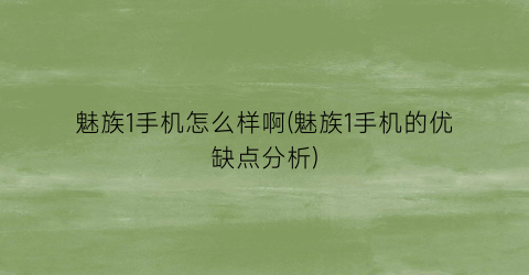 魅族1手机怎么样啊(魅族1手机的优缺点分析)