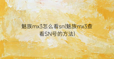 “魅族mx3怎么看sn(魅族mx3查看SN号的方法)