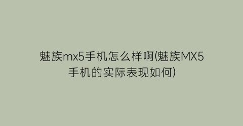 魅族mx5手机怎么样啊(魅族MX5手机的实际表现如何)