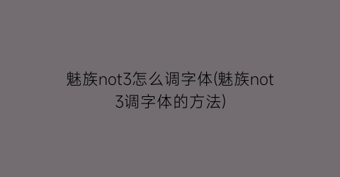 “魅族not3怎么调字体(魅族not3调字体的方法)