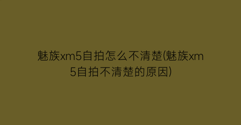 魅族xm5自拍怎么不清楚(魅族xm5自拍不清楚的原因)