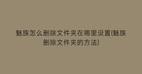 “魅族怎么删除文件夹在哪里设置(魅族删除文件夹的方法)
