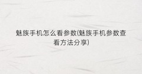 魅族手机怎么看参数(魅族手机参数查看方法分享)