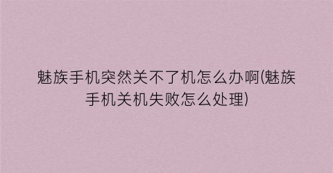 “魅族手机突然关不了机怎么办啊(魅族手机关机失败怎么处理)