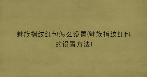 “魅族指纹红包怎么设置(魅族指纹红包的设置方法)