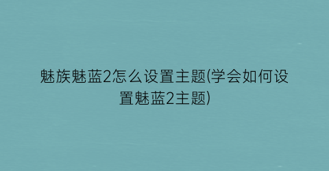 魅族魅蓝2怎么设置主题(学会如何设置魅蓝2主题)