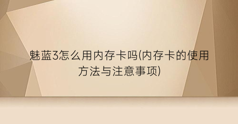 “魅蓝3怎么用内存卡吗(内存卡的使用方法与注意事项)