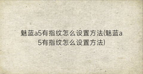 魅蓝a5有指纹怎么设置方法(魅蓝a5有指纹怎么设置方法)